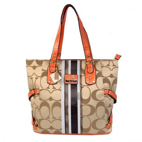 Coach In Signature Logo Medium Khaki Totes BFF - Click Image to Close